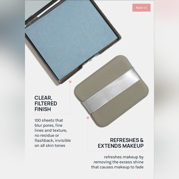 Blotting Paper Set with Luxe Puff and Mirrored Case BNIB - Picture 5 of 5